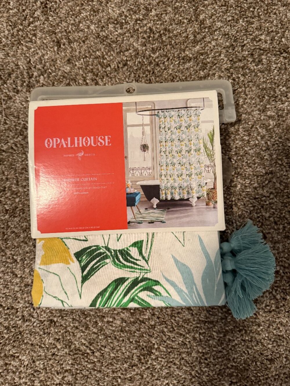 Opalhouse Floral Tassel Cotton Shower Curtain 72" x 72" NWT